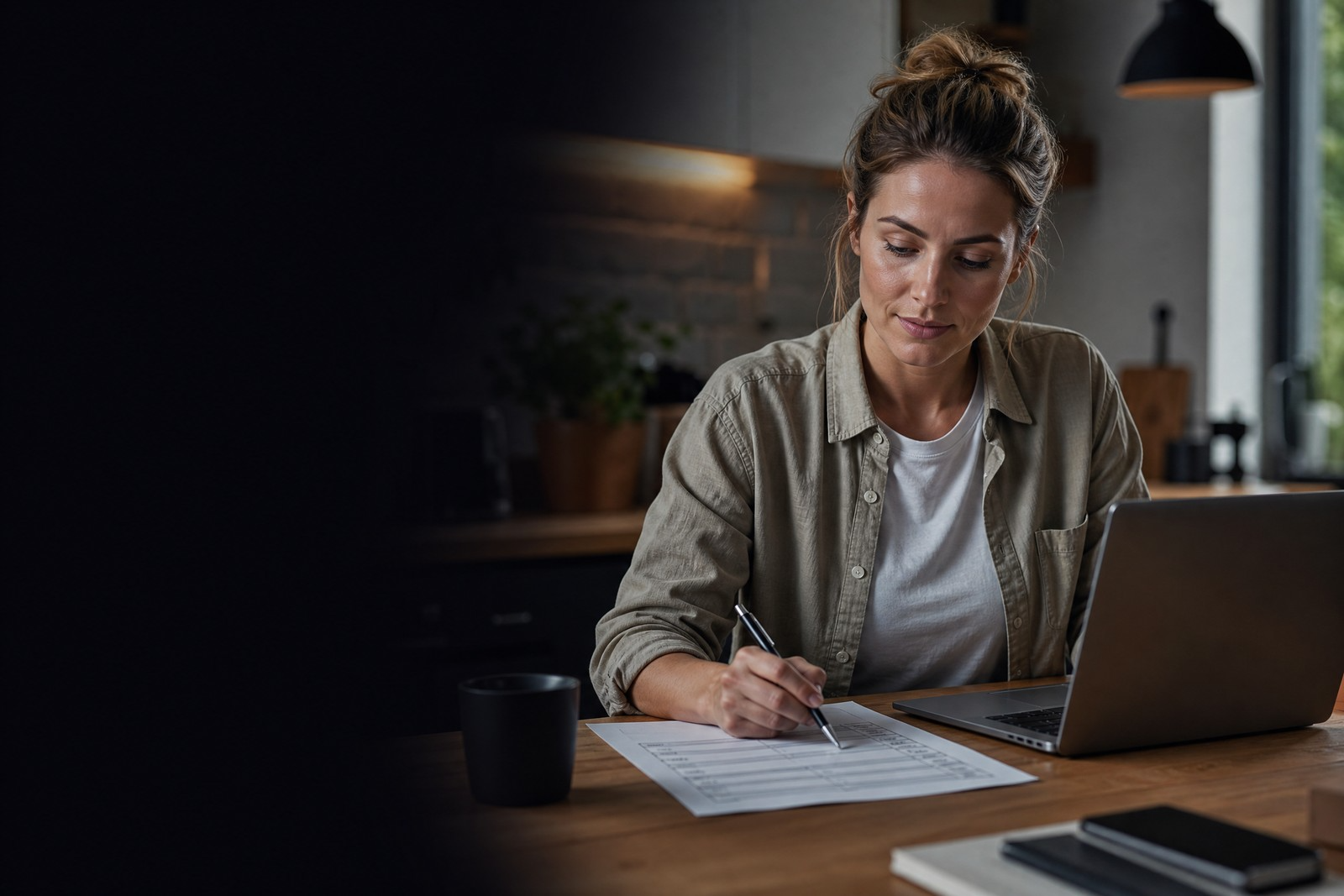 White female contractor completing checklist